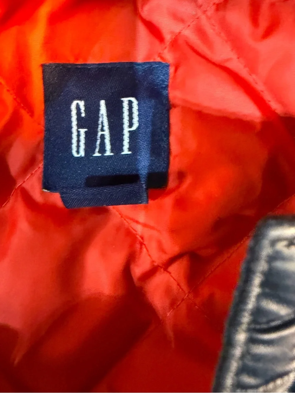 GAP Black Hooded Puffer Jacket with Red Lining